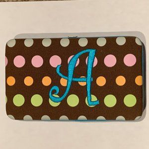 Cute letter “A” embroidered monogrammed clutch